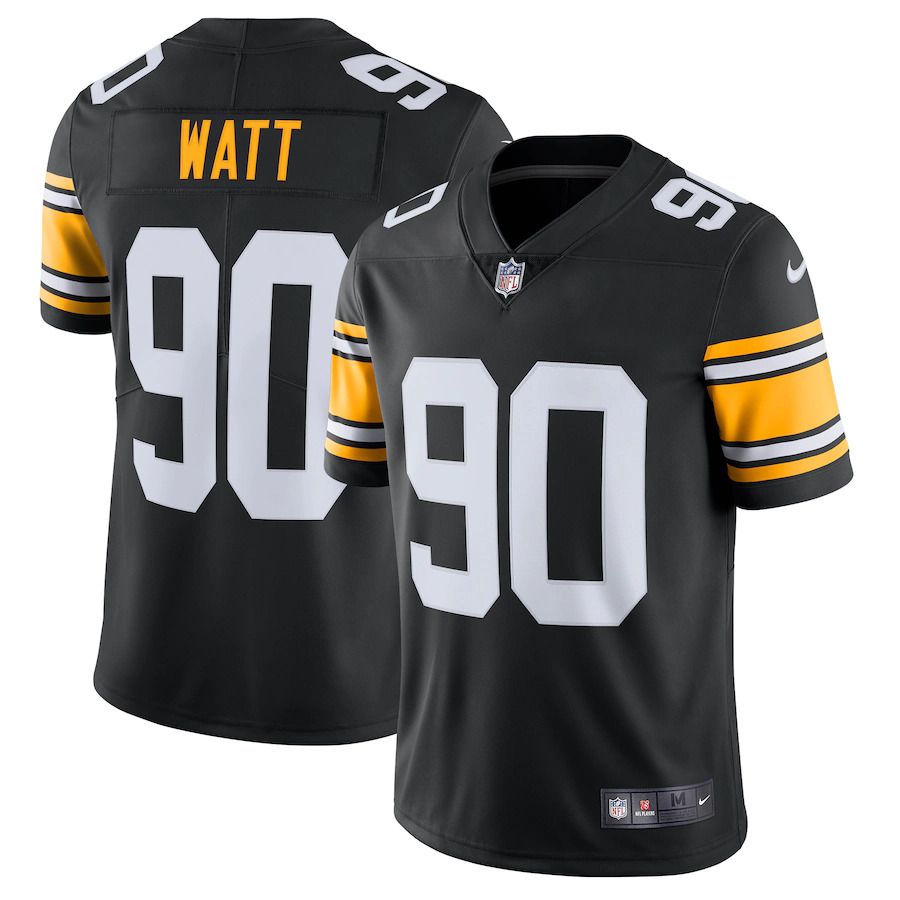 Men Pittsburgh Steelers 90 T.J. Watt Nike Black Alternate Vapor Untouchable Limited NFL Jersey